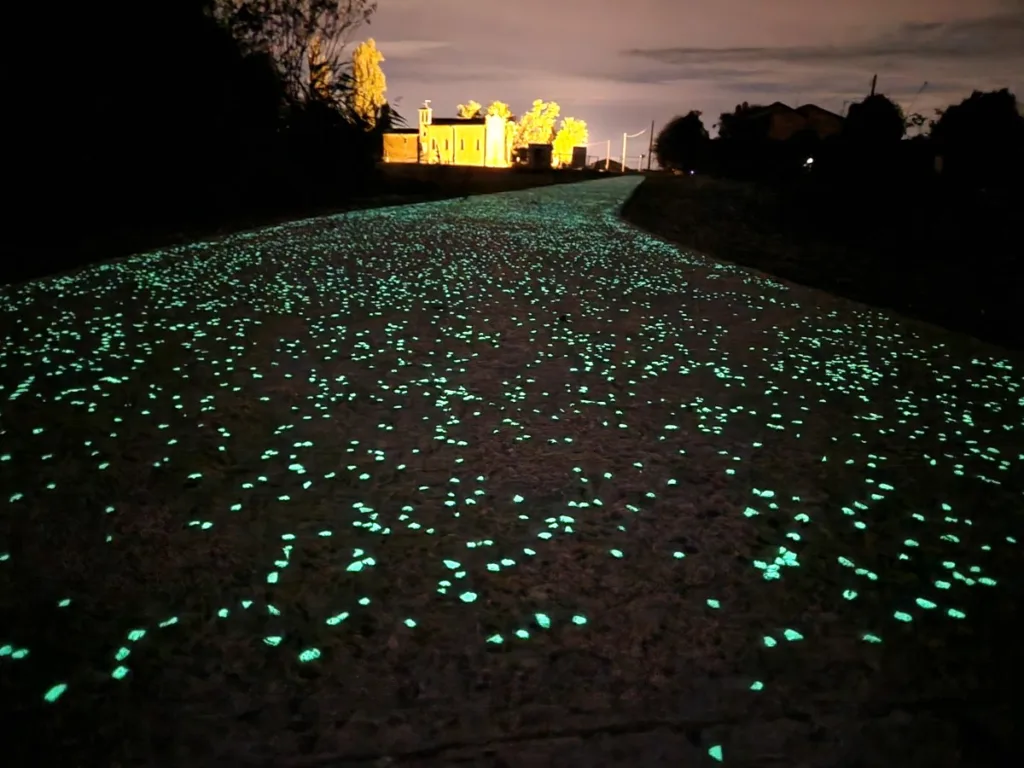 luminescent concrete by night