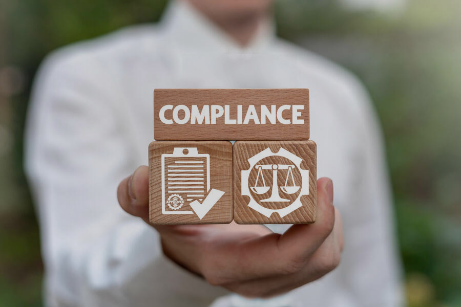 Person in shirt with compliance block