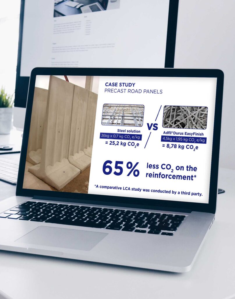 Replacing steel mesh with Adfil® Fibres cuts your CO₂ footprint by up to 90 percent
